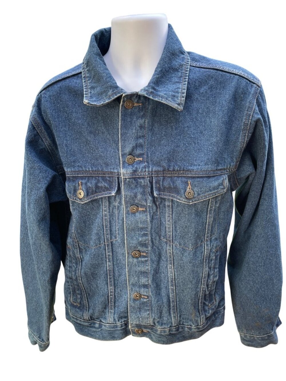 Wrangler Denim Jacket Medium Blue Jean Casual Classic Fit Men's 90's Grunge